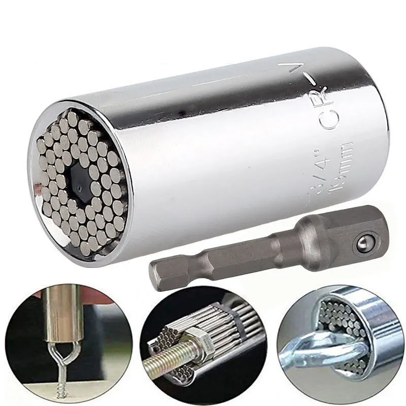 Universal 7-19mm Torque Wrench Head Socket Sleeve Multi Purpose Spanner Key Power Drill Adapter Magic Hand Tools Set 6