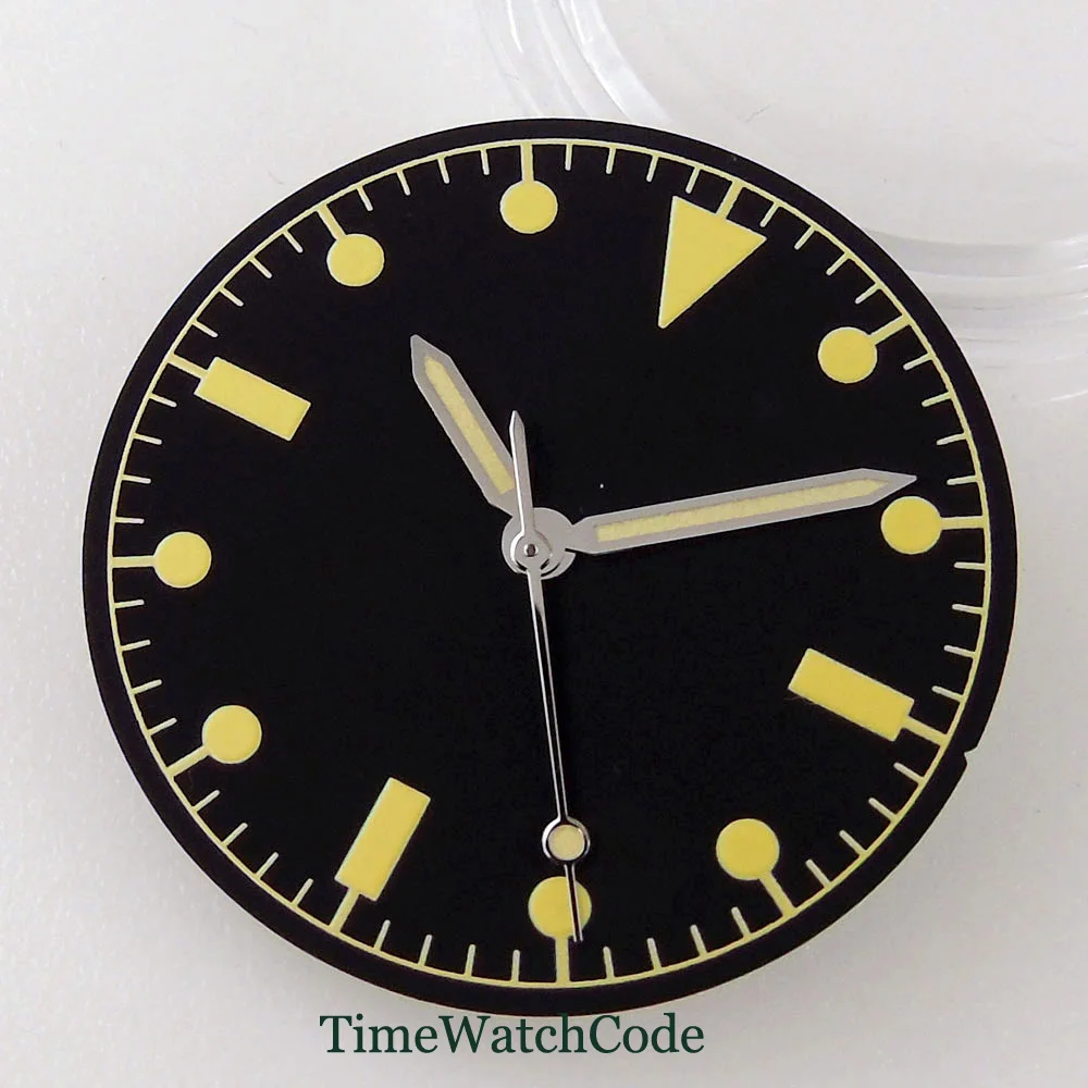 Classic 29mm Pilot Style Watch Dial Face with Arabic Numerals and Hands Set