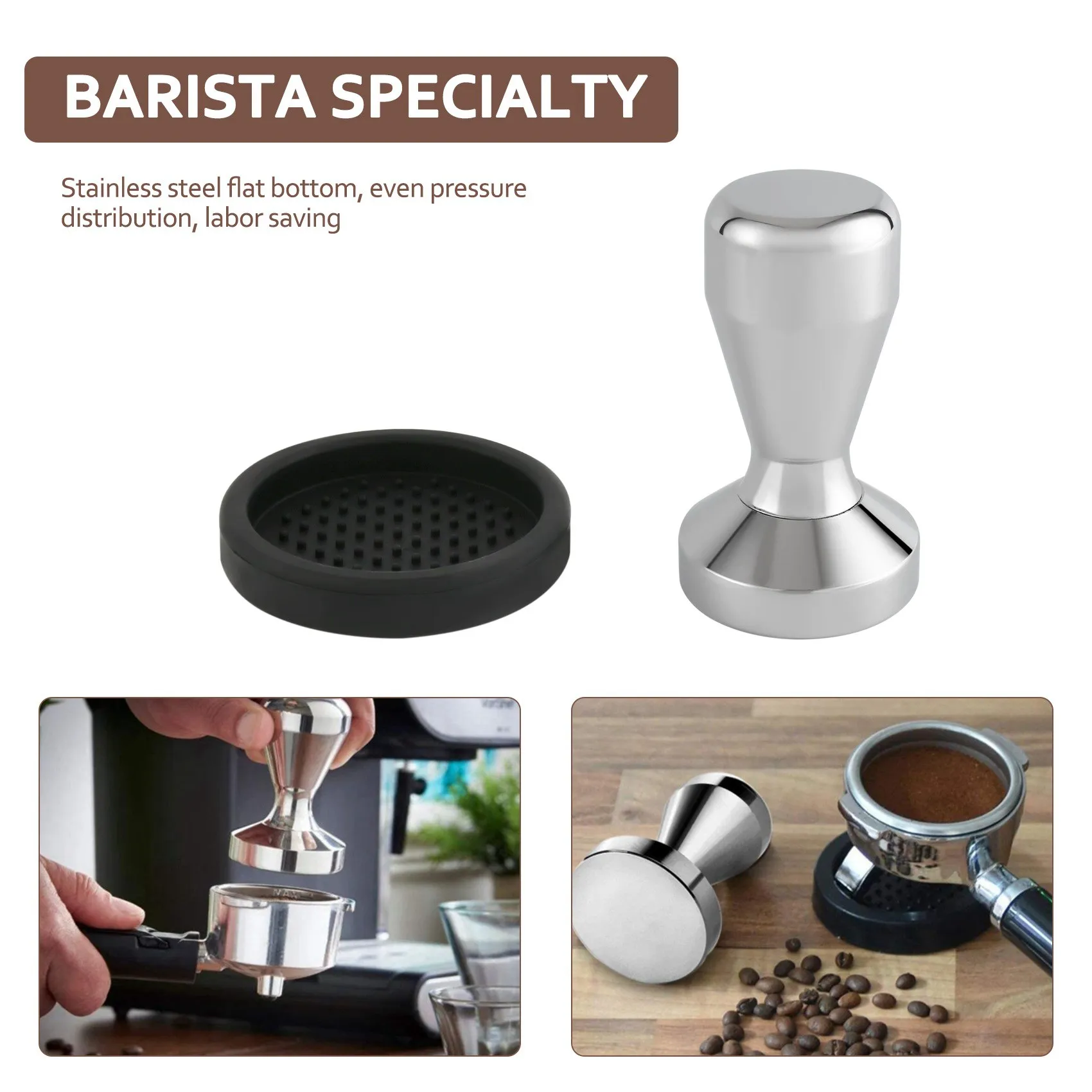 Coffee Tamper, Espresso Coffee Press 49mm Tamper with Silicone Tamper Mat HOT