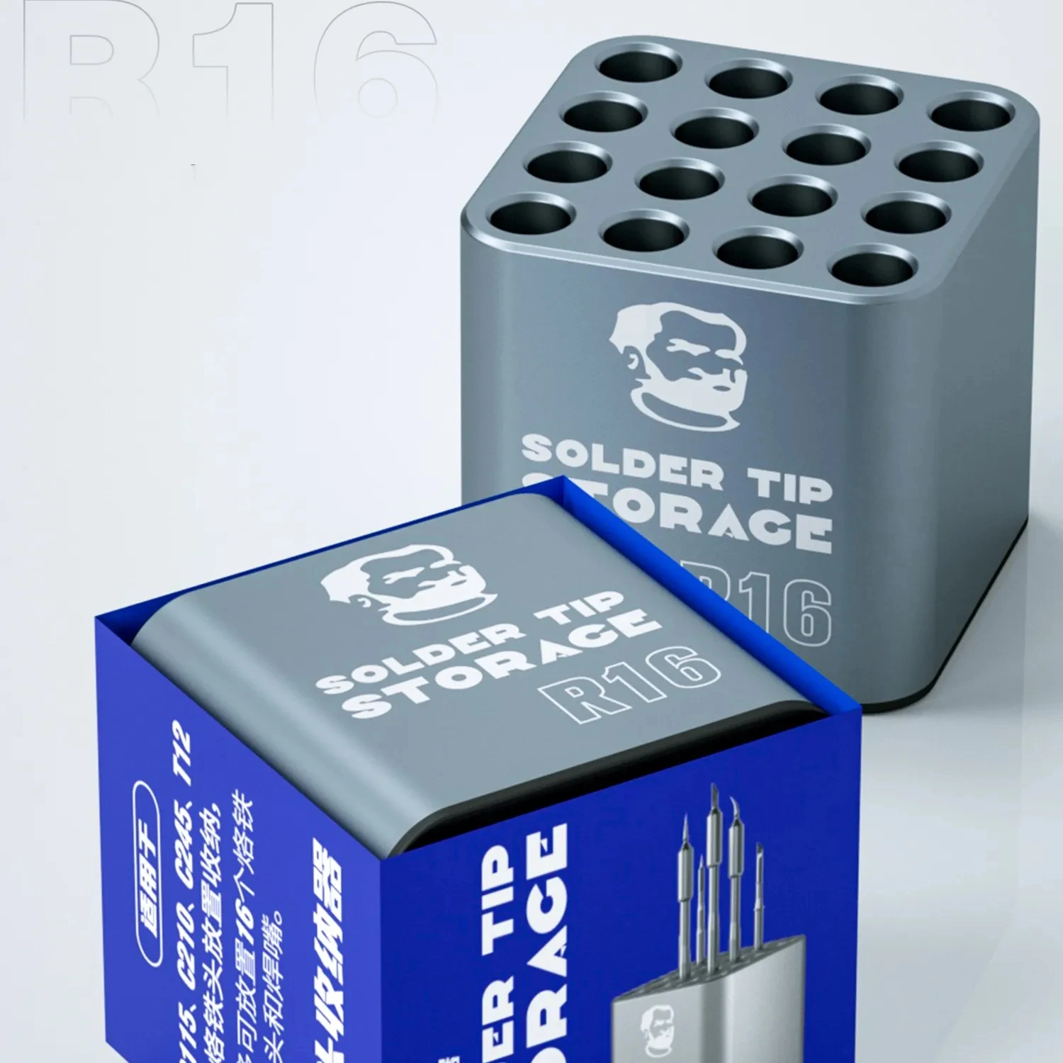 Mechanical R16 Multifunctional Soldering Iron Tips Storage Box For C210 C245 C115 T12 Heating Core Organizer Welding Head Holder 5