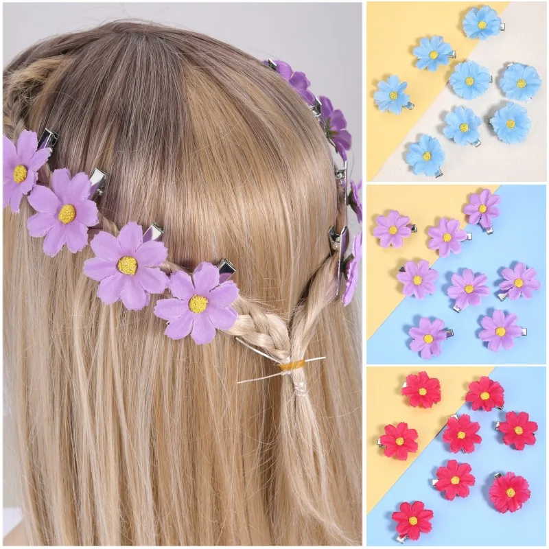 6Pcs Mini Daisy Hair Clip Sweet Flower Duckbill Barrettes For Women