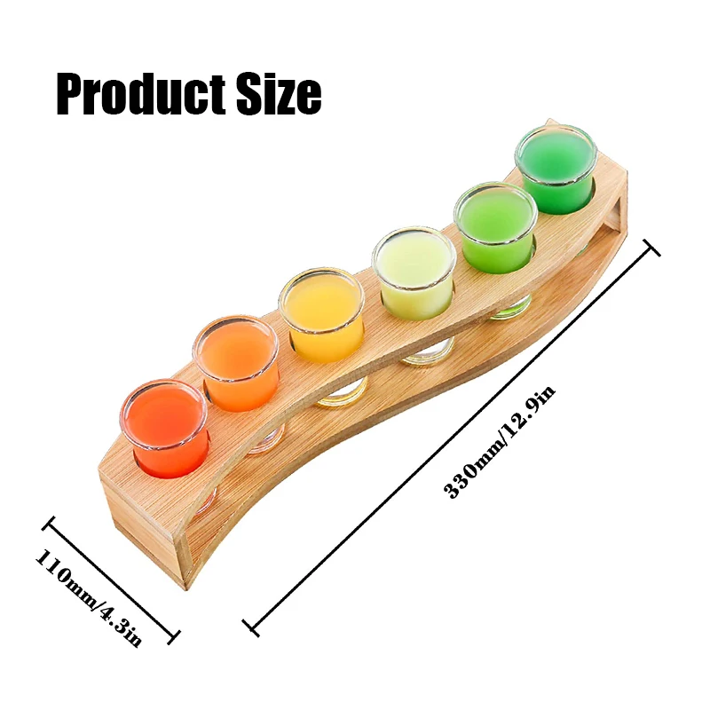 Shot Glass Holder Set 1Oz/30Ml 6Pcs Bamboo Holder