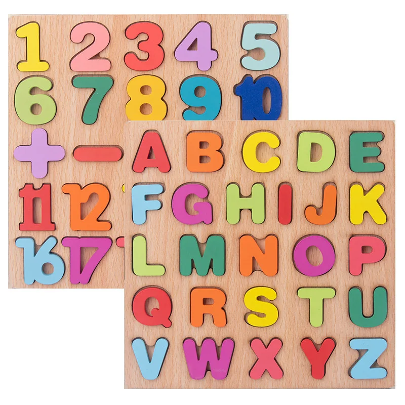 

Wooden Grab Board Puzzle For Children'S Early Education Alphabet Number Geometry Shape Cognition Matching Puzzle Toys