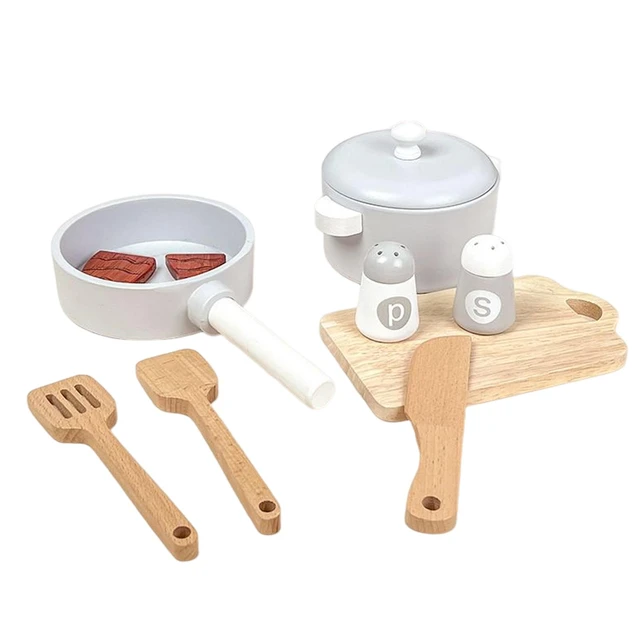 Toy Pan Set Pots Kitchen Cookware Kids  Kids Kitchen Cookware Set Wood -  Wooden - Aliexpress