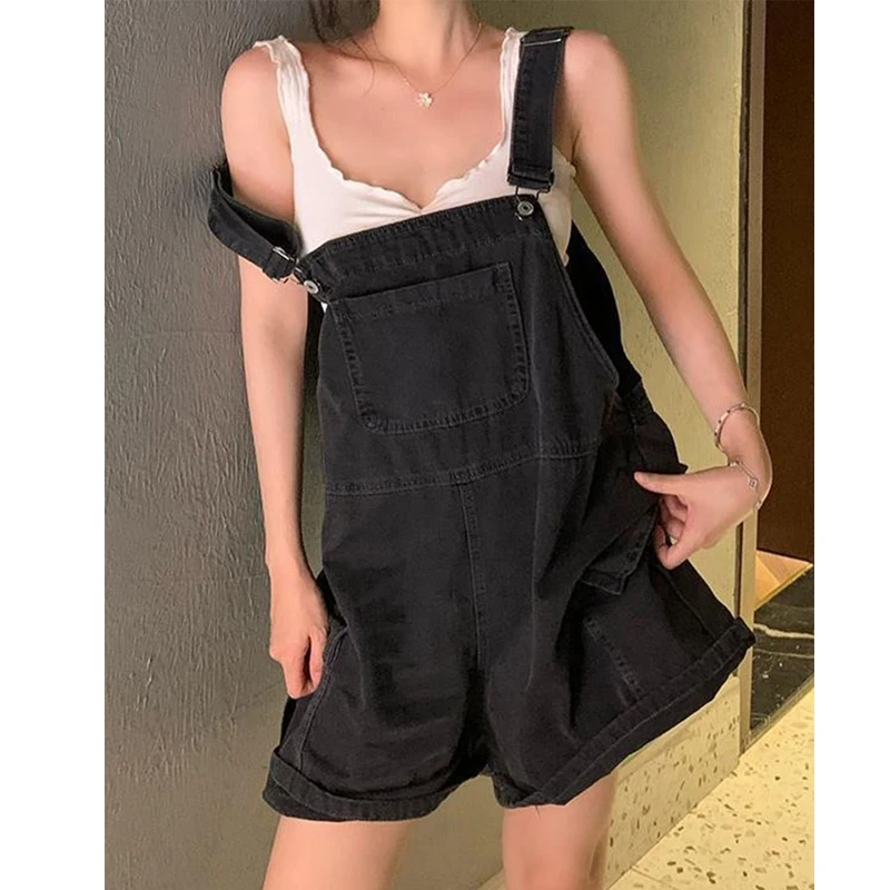 

Women's Summe Black Shorts Jumpsuit High Waist Loose Sleeveless Tank Top Pants One-piece Rompers Casual Playsuits with Pockets