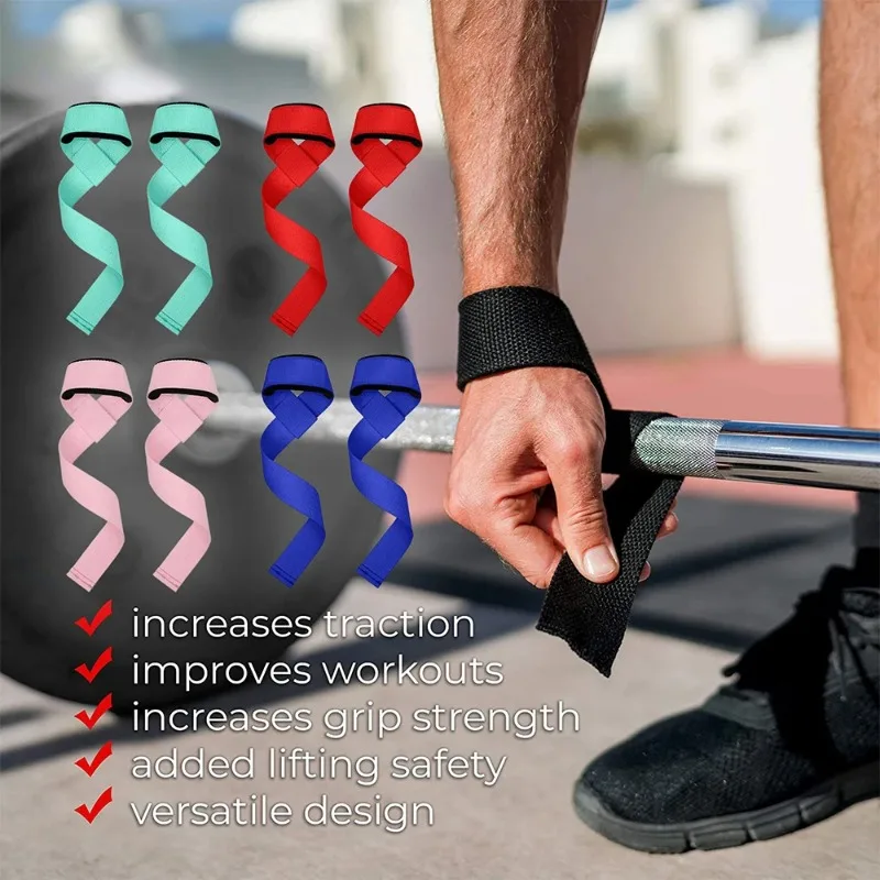 Weightlifting Straps Wrist Straps 1Pair Non-slip Strap Gym Dumbbell Workout Weights Lifting Straps Crossfit Fitness Equipment Wrist Wrap Lift Exercise Training