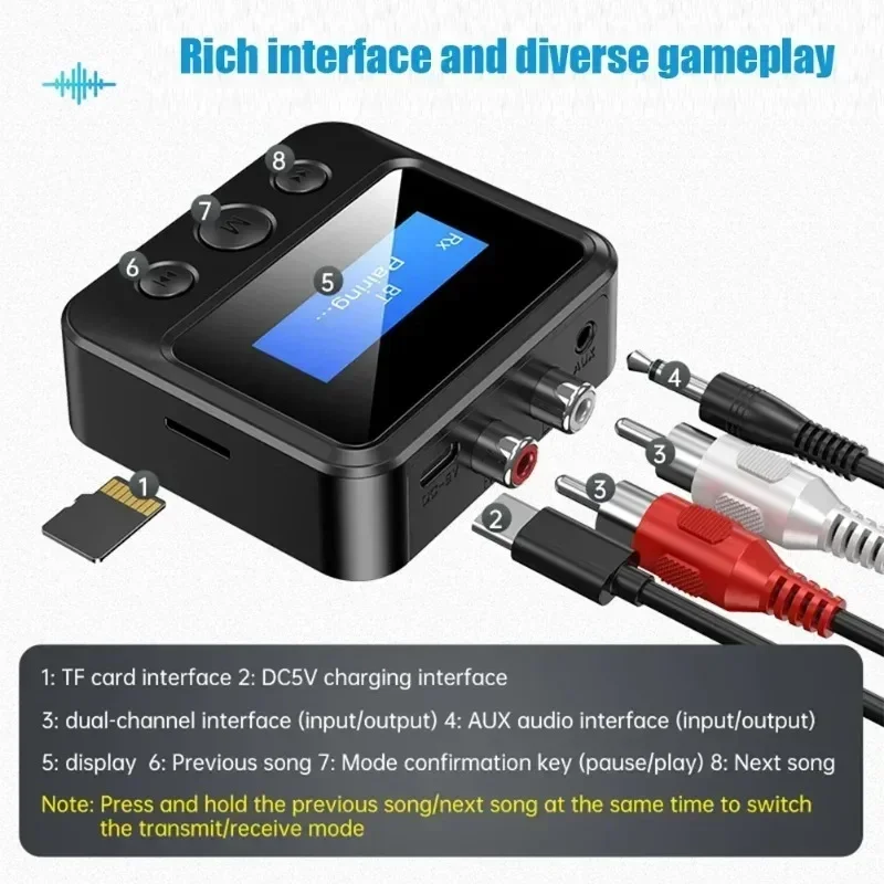 Bluetooth Audio Receiver Transmitter 5.0 EDR Wireless Adapter USB Dongle 3.5mm AUX RCA for TV PC Headphones Home Stereo Car HIFI bluetooth transceiver adapter bluetooth aux adaptor bluetooth audio receiver bluetooth adapter audio adapter