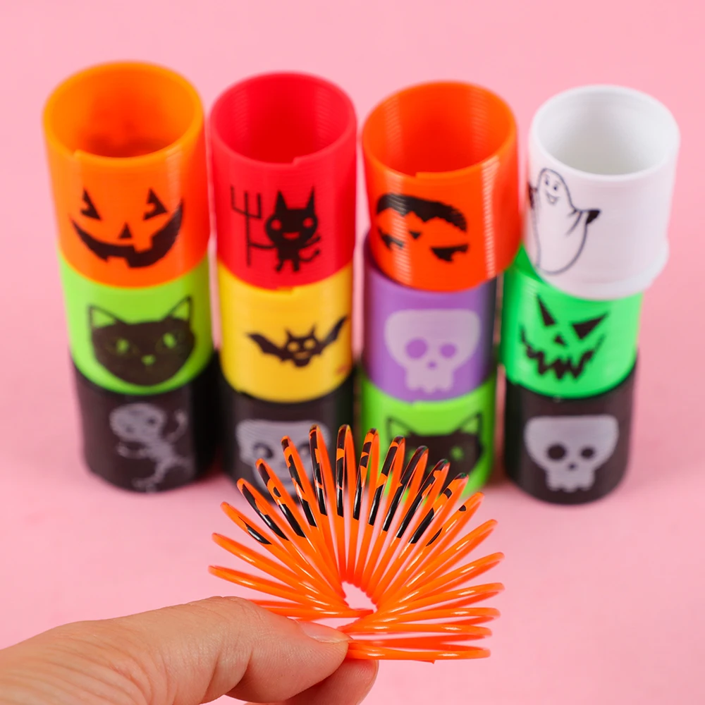 12Pcs Halloween Pumpkin Skull Magic Spring Toys For Kids Birthday Party Favors Goodie Bag Pinata Fillers Decorazione Di Halloween