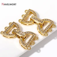 1/2/3Pcs 18K Gold Plated Brass With Zircon Pearl Necklace Clasps,Semicircular Pearl Fastener Lock Closure Clasps Accessories 1