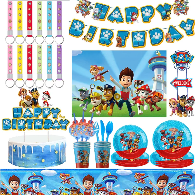 Paw Patrol Birthday Party Decoration Paw Patrol Birthday Supplies Face Mask Balloons Stickers Children Gift Party Favors Kids