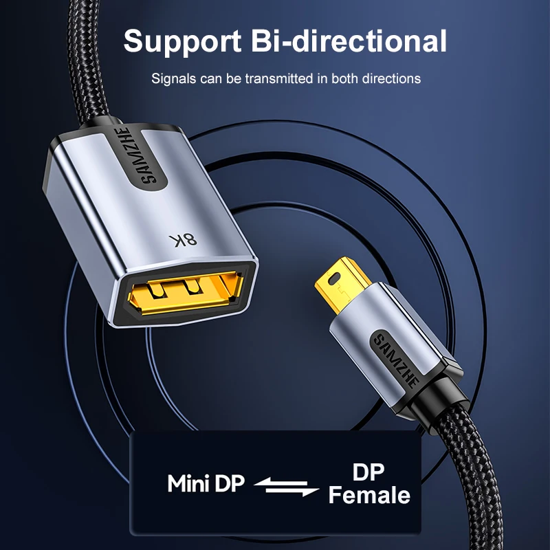 Фото SAMZHE Mini DP к DP Female Port Converter Mini Display port To DP Cable 8K TV Projector для Apple MacBook Pro №5