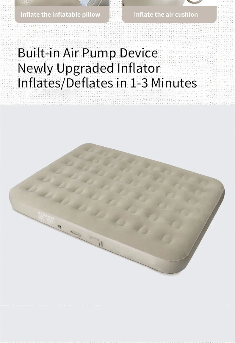 Description Picture 4 of itemInterior Air Mattress Glamping Mats PVC Inflatable Sleeping Mattress Luxury 2 Person Camping Bed Mat Built-in Pump Thicken Mat