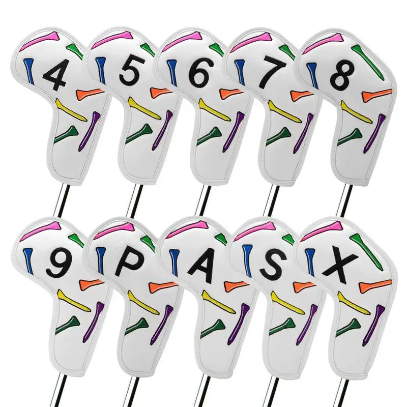 

Golf Club Head Covers Thick Bright Color Golf Iron Head Covers Set PU Leather Golf Head Covers Golf Club Head Cover Sleeve For