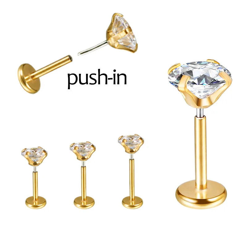 20G Push-in Labret Ear Tragus Ear Studs Nose Rings Lip Piercing Jewelry Zircon Titanium Steel 6MM 8MM 10MM Anti-allergic Women nose rings,piercing jewelry,nose studs,body piercing earrings,ear piercing jewelry,ear studs,metal jewelry,body piercing jewelry,body jewelry