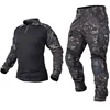Combat Uniform +Pads Safari Tactical Pants Sport Climbing Uniform Camo Shirt Combat Shirts Hunting Clothes Men Clothing Camping 1
