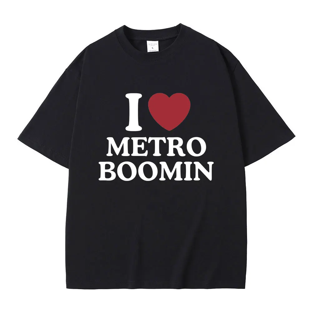 

Футболка I Love Metro Boomin с графическим принтом, мужская и женская футболка оверсайз в стиле хип-хоп, рэп, Мужская Винтажная футболка с коротким рукавом, уличная одежда