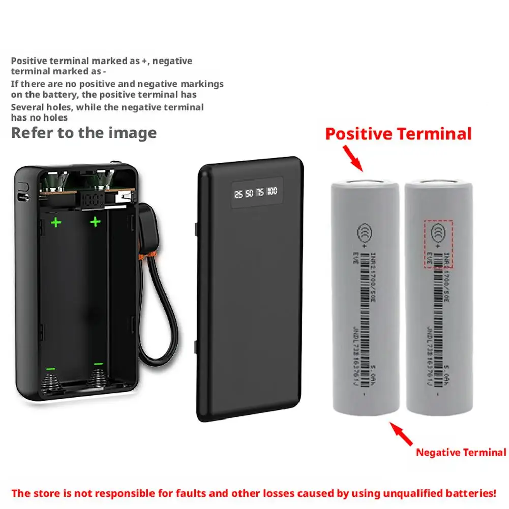 파워 뱅크 케이스 타입-C 5V2A 양방향 충전 10W 스냅온 디자인 LED 디스플레이 듀얼 라이트 과충전 방지
