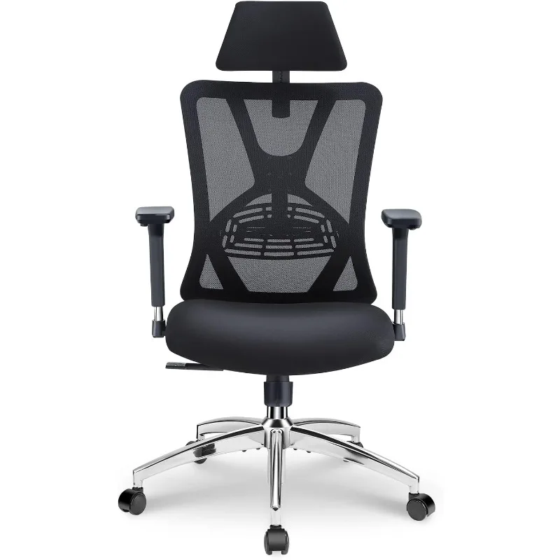 

Ticova Ergonomic Office Chair - High Back Desk Chair with Adjustable Lumbar Support, Headrest & 3D Metal Armrest - 130° Rocking