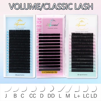 AGUUD 16rows Cashmere Classic Individual Eyelashes Extensions Premium Fluffy Volume Cilio J/B/C/CC/D/DD/L/M Curl Lashes All Size 1