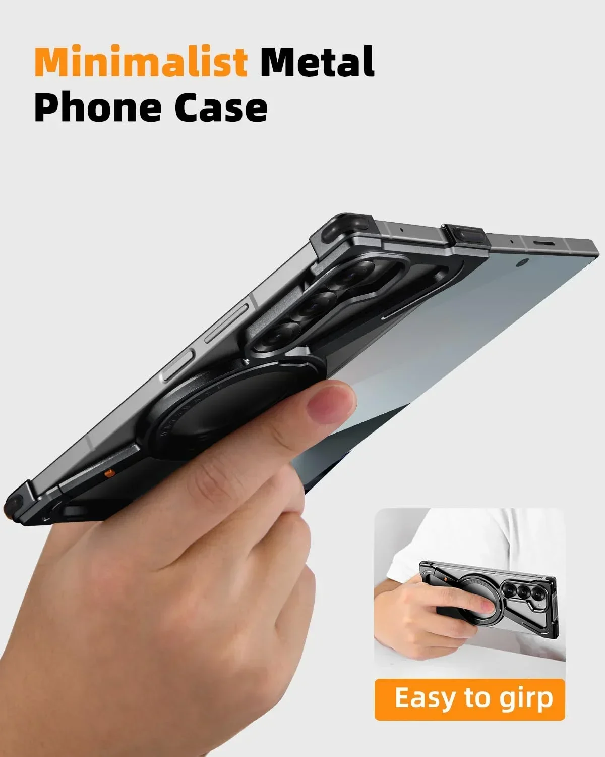 Eary Frameless Case for Samsung Galaxy Z Fold 7 Magsafe with  360°Rotating Magnetic Stand Metal Shockproof Protector Phone Cover