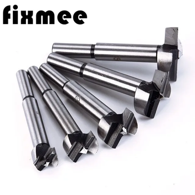 5pc 15 35mm Forstner Auger Drill Bit Set Round Shank Wood Tools