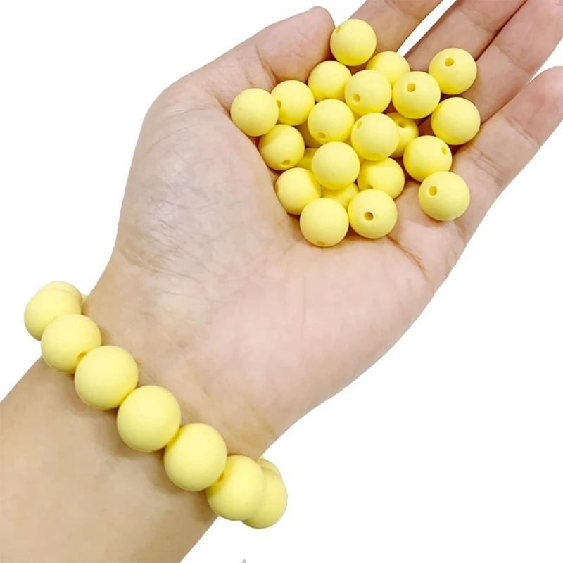 

70pcs Candy Color Silicone Beads Babies Round Shape Nursing Teething Beads Sets DIY Baby Pacifier Chain Toy Accessories