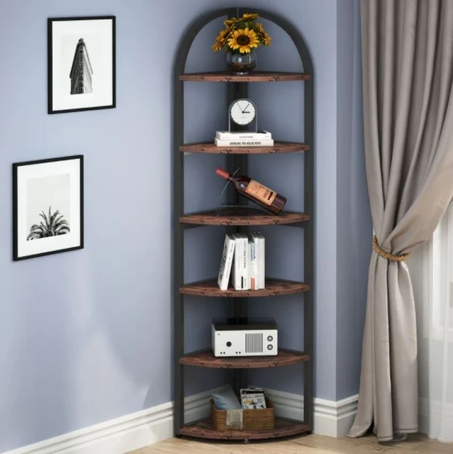 Wall Corner Bookcase Tall Bookshelf Storage Organizer 5 Tiers