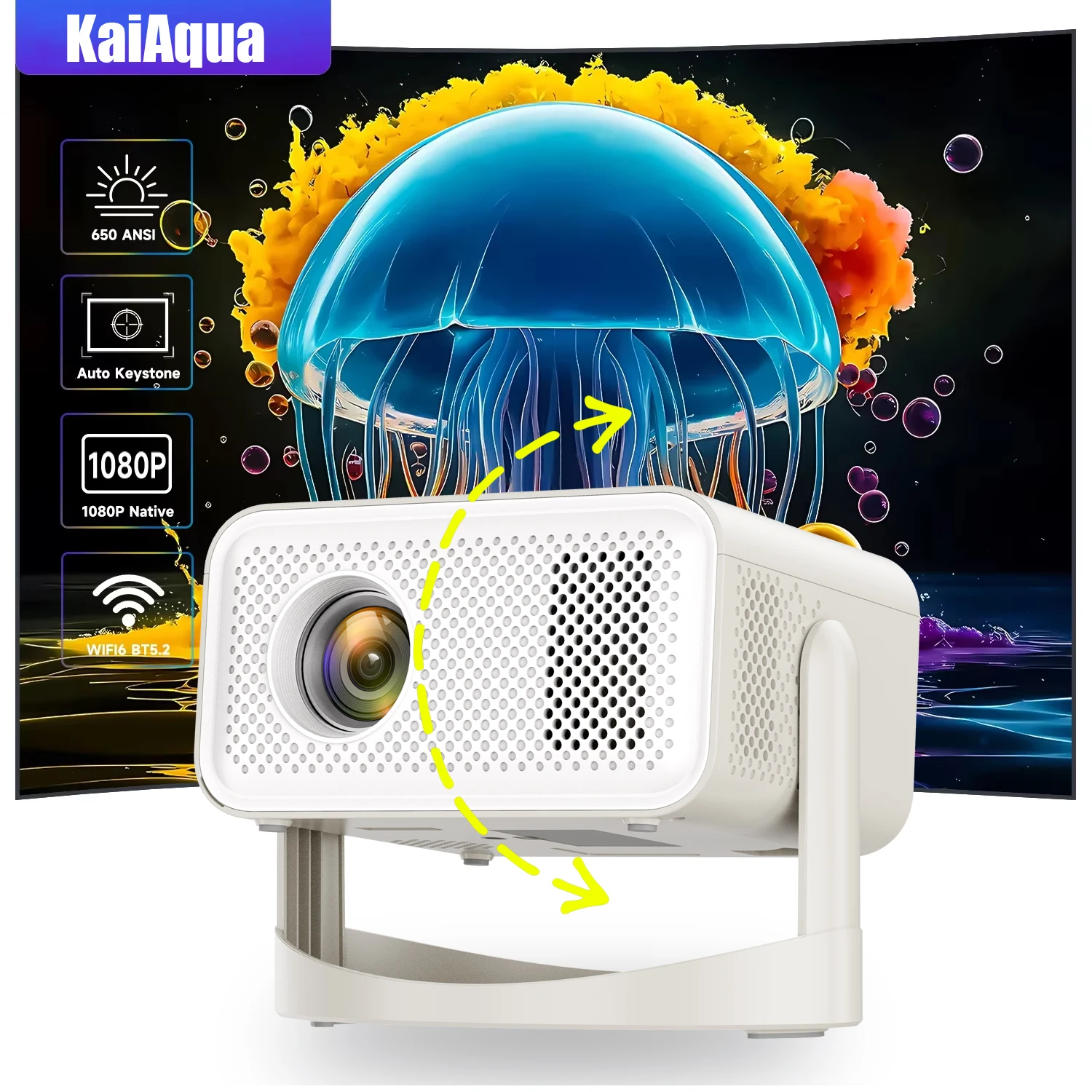 ALIVE アライブ　8㎝と8.5㎝　k-project ケイプロジェクト KaiAqua 4K 650ANSI HT23 Plus Native Portable Projector 1080P