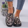 Women's Fashion Leopard Patchwork Slip-on Loafers Chunky Heel Platform Flats 2024 New Moccasins Casual Shoes Plus Size Zapatos 2