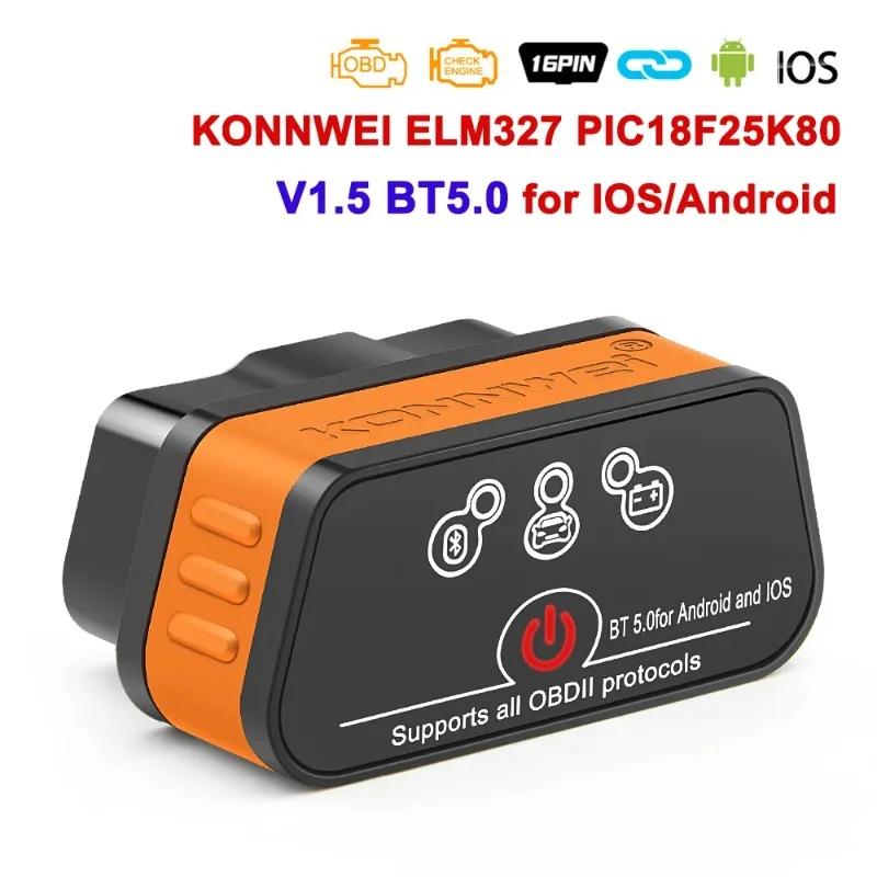 

KONNWEI KW901 ELM327 V1.5 OBDII Bluetooth 5.0 for Android/IOS OBD2 Scanner ELM 327 OBD 2 Car Diagnostic Tools