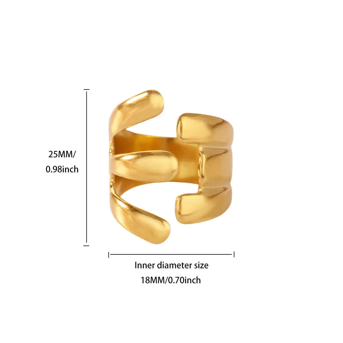 Geometric Stainless Steel Crab Rings For Women Gold Color