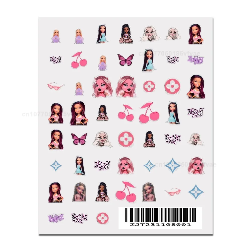 Cartoon Girl B-Bratz Stickers 1PCS 3D Adhesive Nail Art Sticker Cartoon Nail Art Decal Sticker Parts Manicure 3d stickers cartoon nail stickers