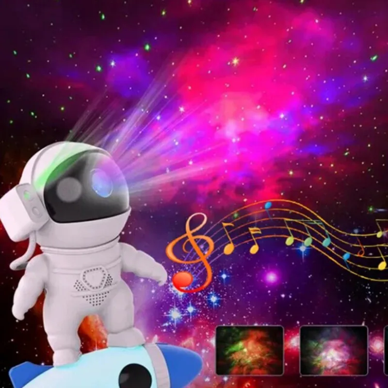 

Bluetooth Music Speaker With White Noise Rocket Astronaut Star Nebula Projector Space Galaxy Projector Night Light for Kids Gift