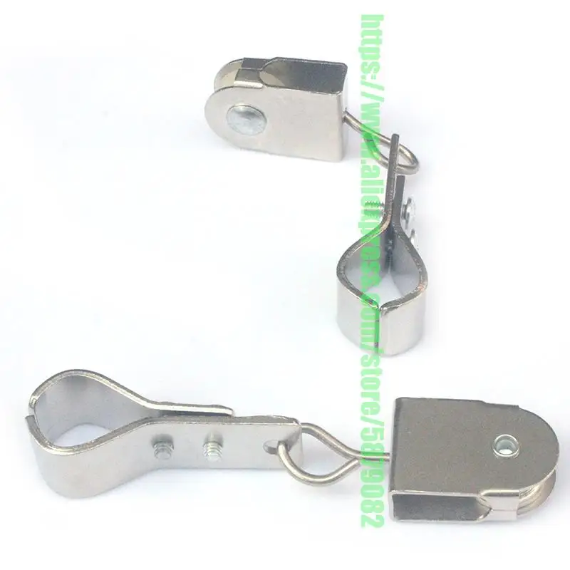 10pcs-Pack Pipe Support Bracket Clamp Wave Shade Sail Hanger Slide Wire Cable Pulley Double C Clamps Shade Net Install Fittings pipe support clamps