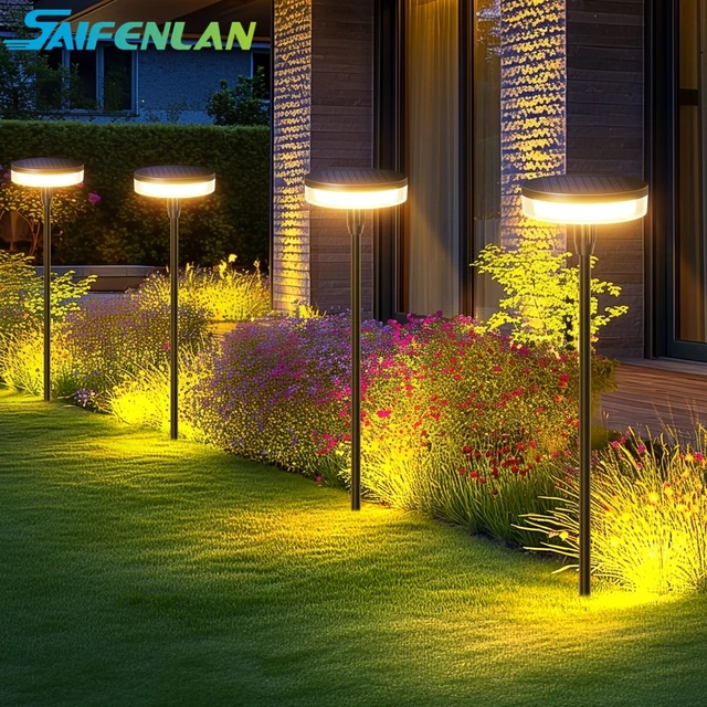 2 pièces lumière de voie solaire balancement par le vent lumières oscillantes solaires lumineux 12H IP65 étanche pour extérieur cour chemin Patio pelouse décor 1