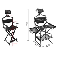 Chaise de coiffeur pliable et légère pour maquilleur professionnel avec porte-gobelet latéral, idéale pour salon de maquillage, barbier et extérieur 1