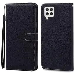 Leather Wallet Flip Case Soft Silicone Cover for Samsung Galaxy M32 - Stylish Protective s (Black)