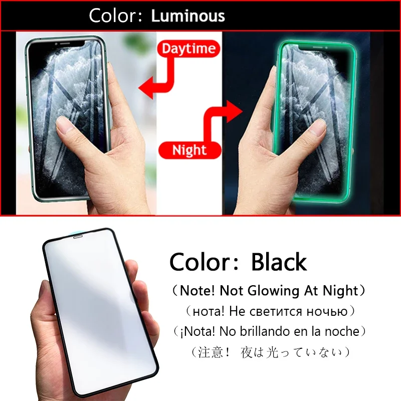 1-3Pcs Luminous Screen Protectors for IPhone 12 11 Pro Max 12 Mini XR X XS Glowing Tempered Glass for IPhone 13 Pro MAX 7 8 Plus