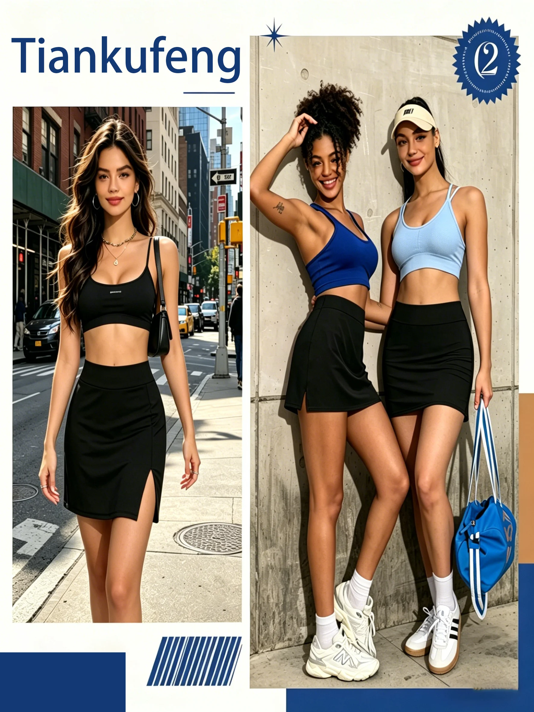 Women's sexy skirt with side slit is elegant and fashionable, with smooth texture, sweet and cool street sports fitness skirt. 5