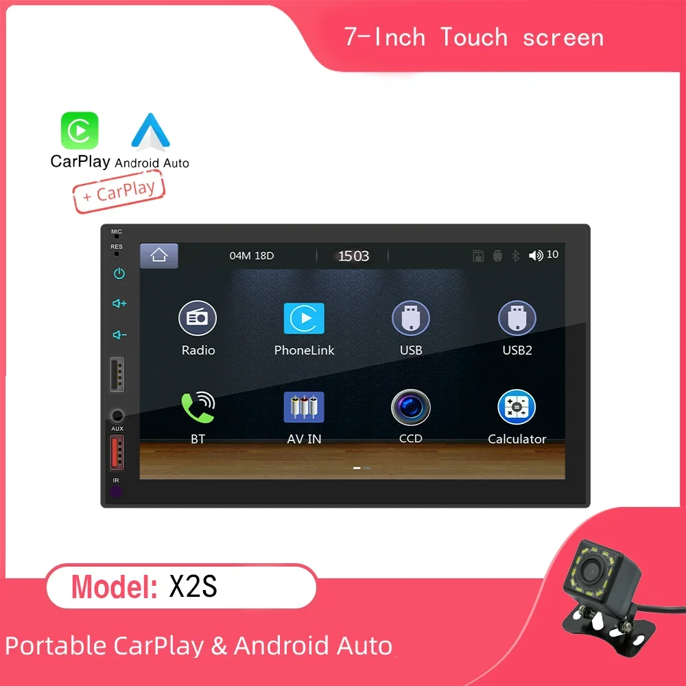 7 Inch Car Multimedia Player Carplay Android Auto HD Display