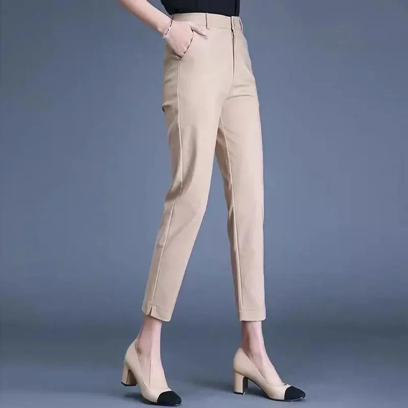 Office Lady Suit Classic Pants Women Khaki Black Work Pantalones