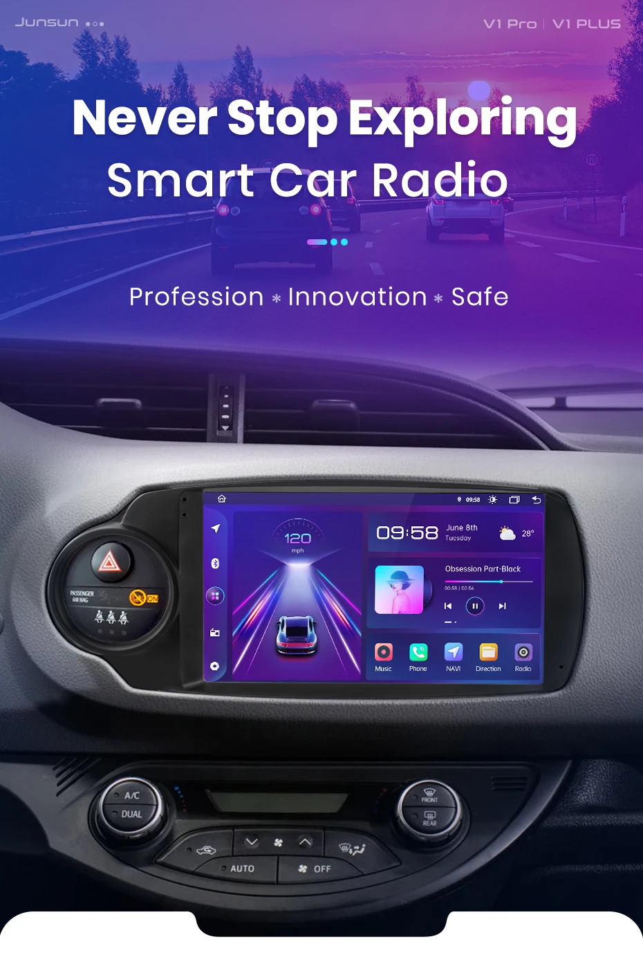Android Autoradio für Toyota Yaris 2012-2017 9 Zoll GPS Navigation Carplay DSP Bluetooth FM Lenkradbedienung