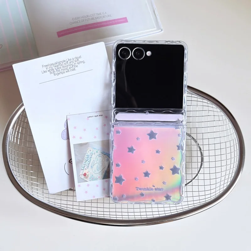 Clear Laser Cute Star Phone Case with Hand Rope - Kawaii Hard Cover