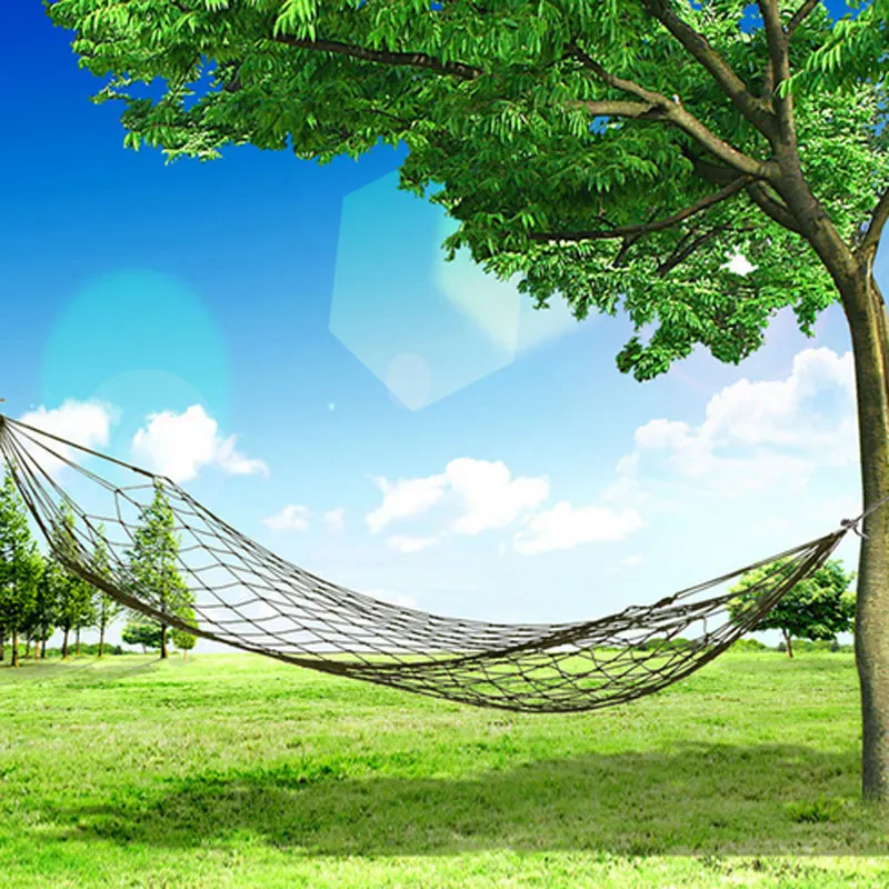 Nylon Mesh Hammock Single Person Hanging Sleeping Bed Swing Outdoor Camping Essentials Hammocks For Outside 2