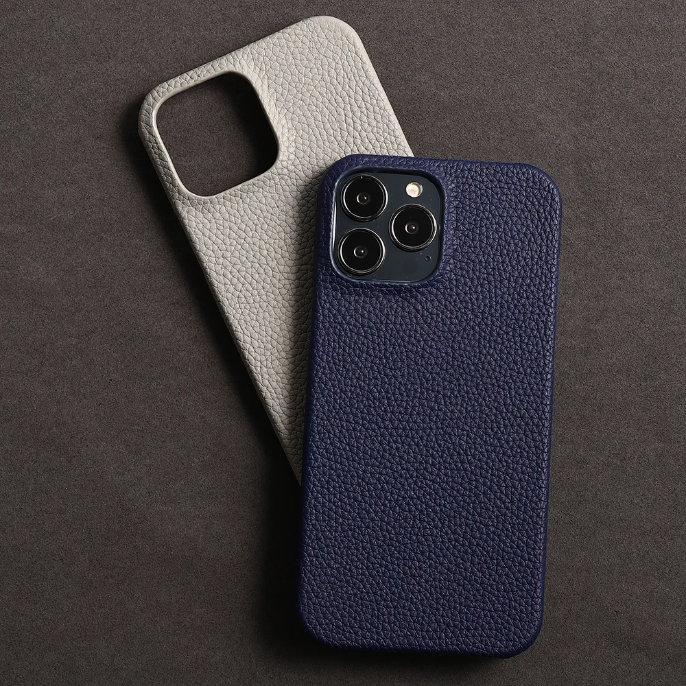 Luxury 3D Lychee Pattern Hard Leather Phone Case Cover