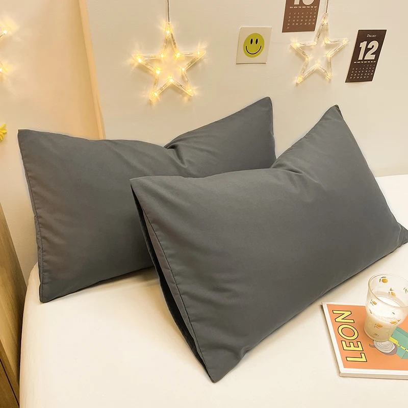 Gray Pillows Cover 2pcs Pillowcase 48x74cm Cushion Cover Rectangle Pillowslip for Home funda almohada Simple Style Pillow Case 2