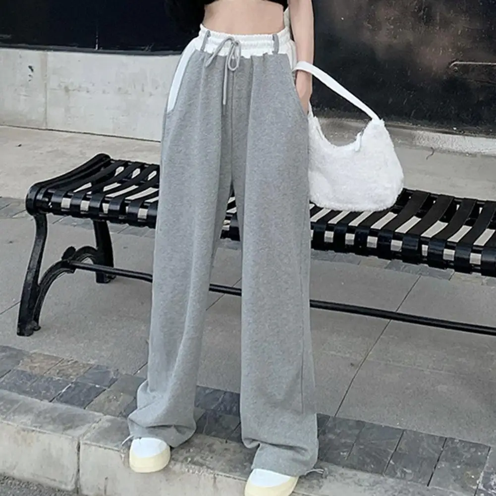 

Women Pants Stylish Women's Sweatpants with Color Matching Pockets Drawstring Elastic Waist for Comfortable Sports Trousers Fall