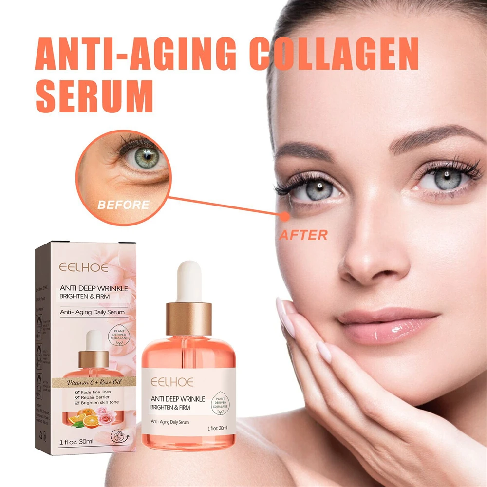 

30ML Deep Anti Wrinkle Serum Rose Oil VC Anti-Aging Essence Improve Fine Lines Lifting Shrink Pores Moisturize Face Skin Care