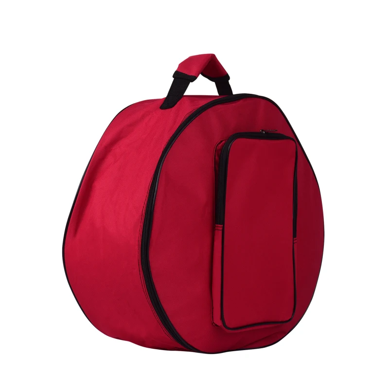 Compact Snare Drum Bag Backpack Case with Shoulder Strap Outside Pockets Musical Instrument Accessory Red