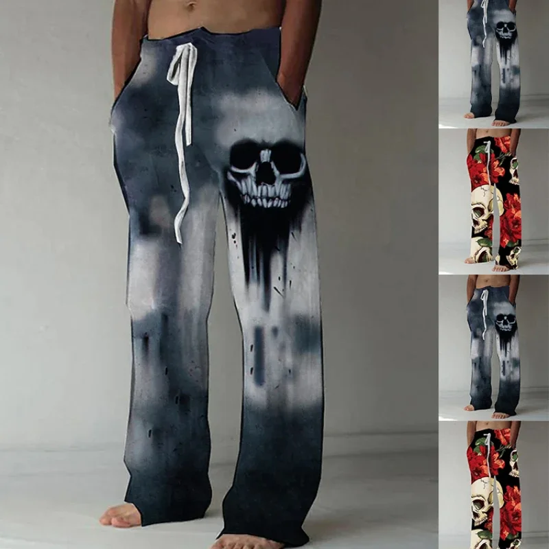 

Hip Hop Style Fashion Elements Printed Pattern Street Pants Elastic Loose Men Pants S-3XL
